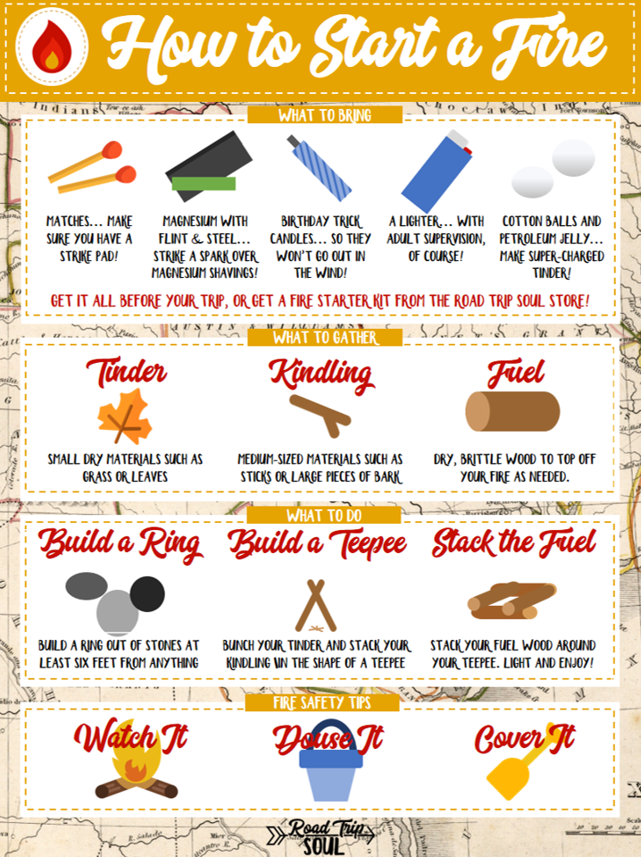 How To Start A Fire Infographic Road Trip Soul Road Trip Soul